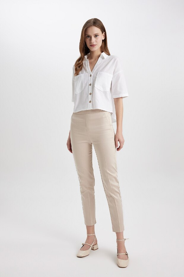Sigaret Satin Trousers Regular Waist Basic Straight Waist Elastic Straight Leg J8743Az24Wn