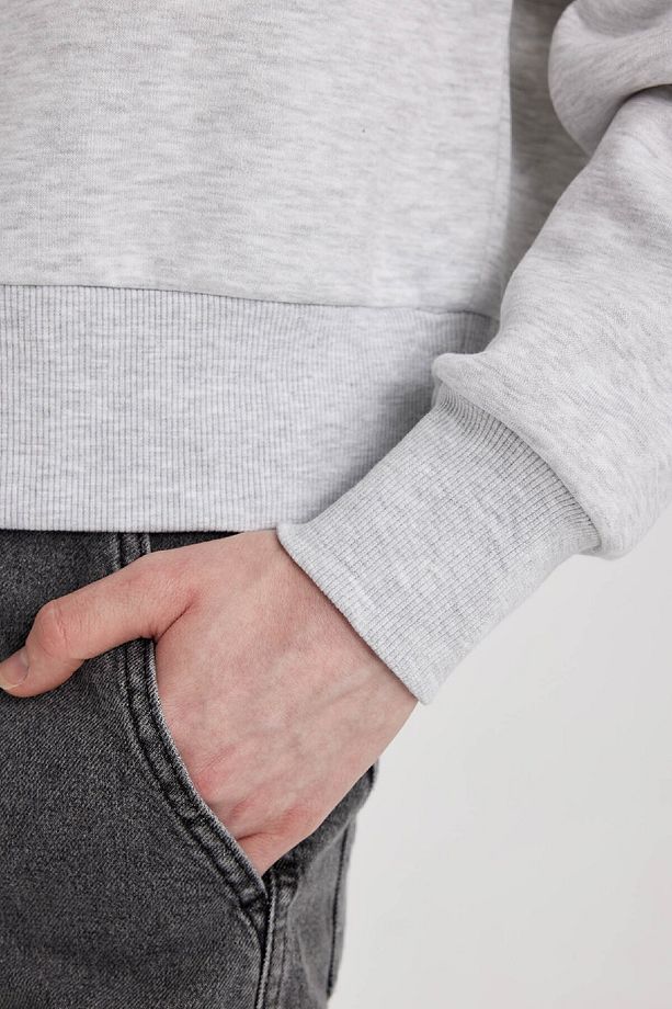 Boxy Fit Kapüşonlu Kalın Basic Düz Sweatshirt B8570ax24sp - 6