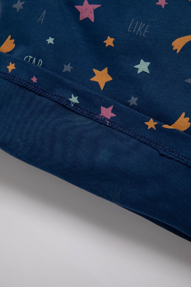 Kız Bebek Penye Pijama Takımı Yıldız Desenli Karanlıkta Parlayan Kısa Kollu Üst Şort C3483a524hs - 5
