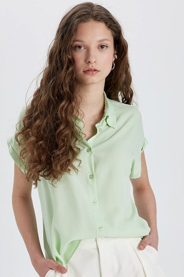 Regular Fit Basic Düz Kısa Kollu Gömlek N7819az24sp - 1
