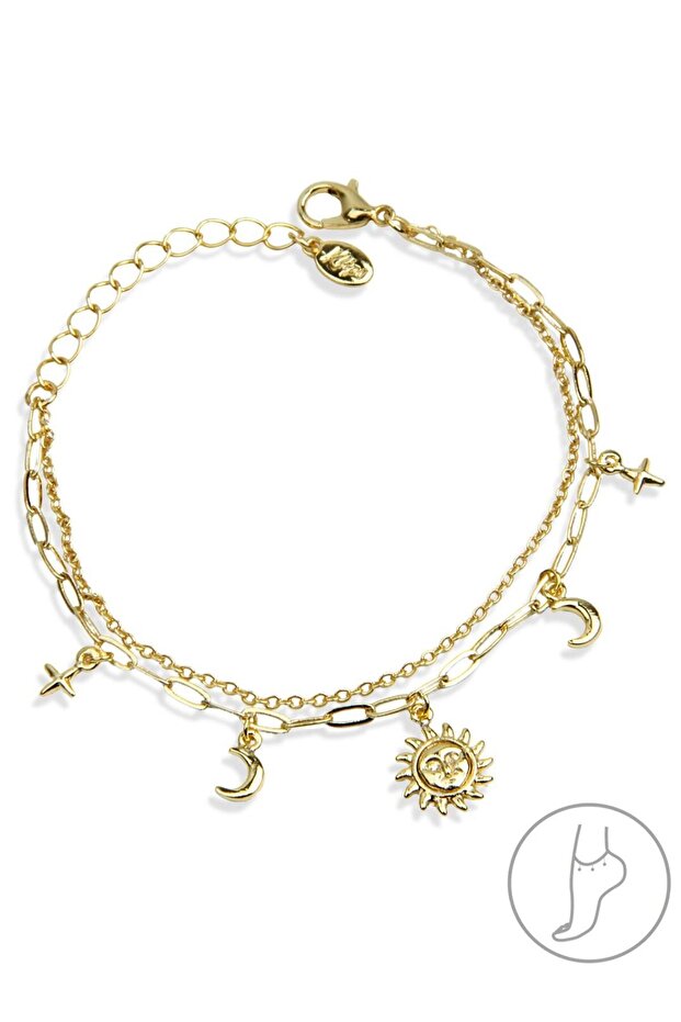 خلخال بتفاصيل كائن شمسي بسلسلة مزدوجة - 1