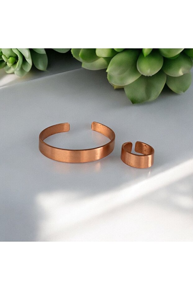 Copper Bracelet Ring Set Handmade 100% Copper - 1