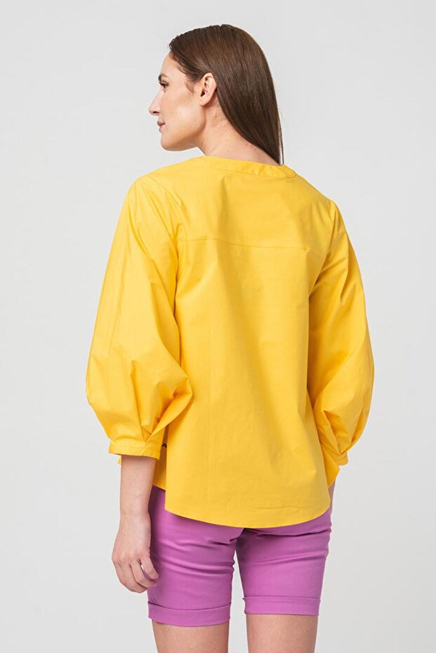 Bluză elegantă din bumbac cu mânecă lungă - 3