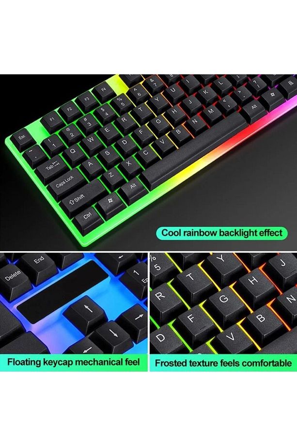 Oyuncu Klavye Oyuncu Mous Set Işıklı Rgbli Gaming Klavye Mous Kablolu Set - 5