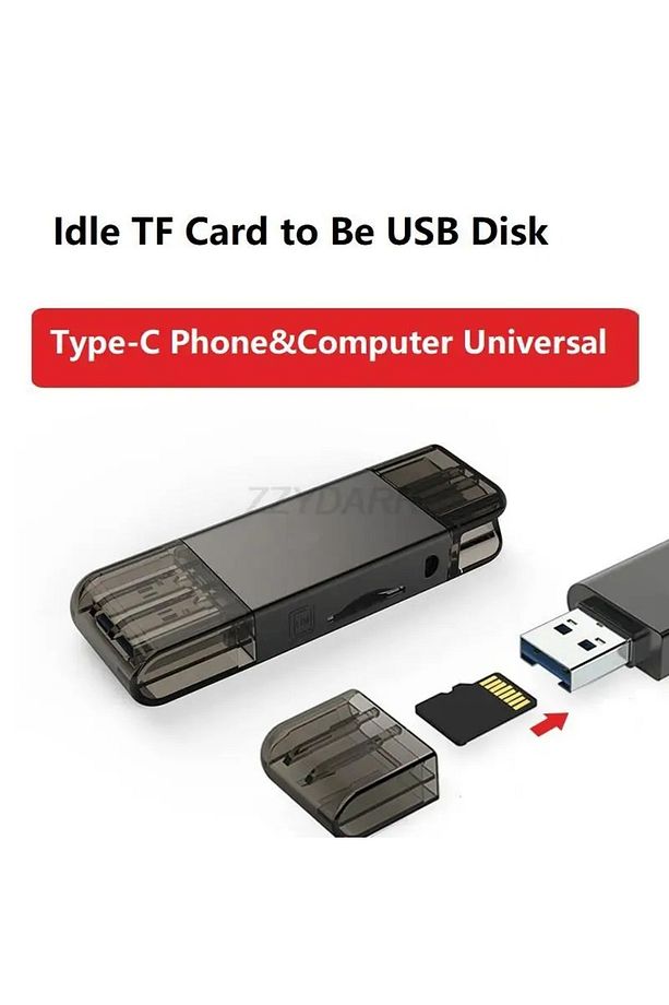 Usb, Type-c Ve Lightning Girişli Ultra Hızlı Hafıza Kart Okuyucu, Micro Sc Hafıza Kart Reader - 2
