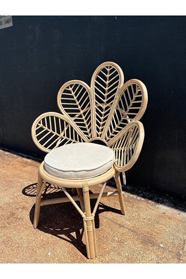 Bambu Rattan Papatya Çiçek Sandalye Minderli - 2
