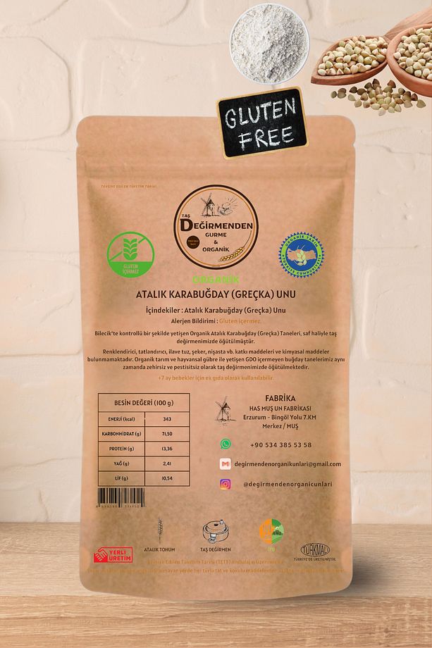 Organik Atalık Karabuğday (Greçka) Unu (Gluten İçermez) - 1 Kilo - 3