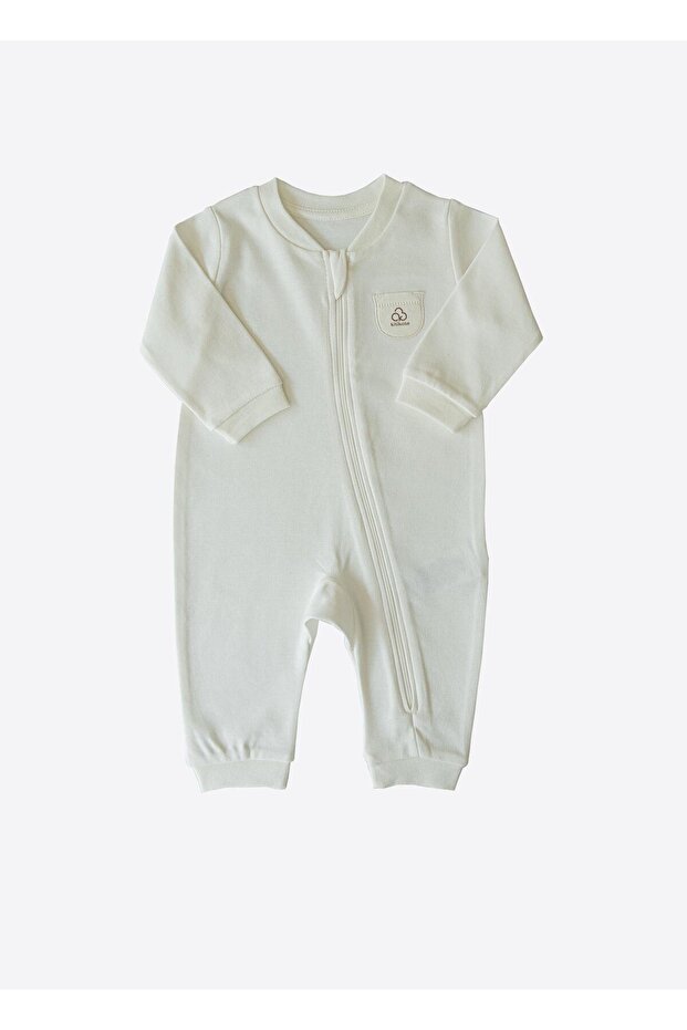 Organik New Basic Fermuarlı Tulum Ekru - 1