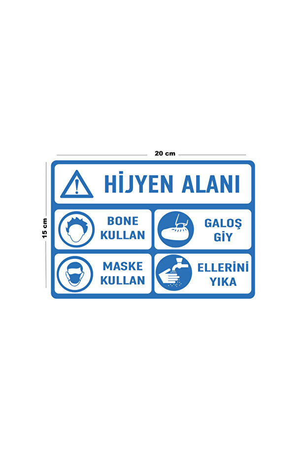 Metal Hygiene Area 15 cm X 20 cm Warning Sign Direction Sign