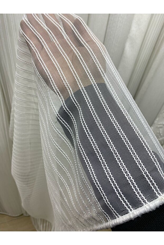 Taçhome Silver Glitter Chain Tulle Curtain
