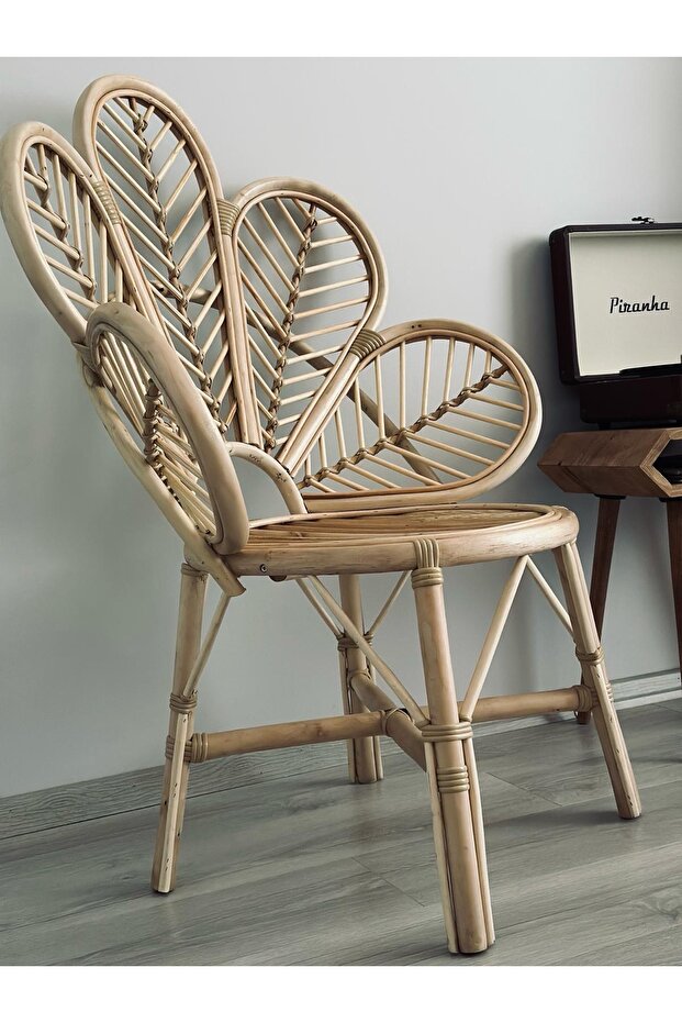 Bambu Rattan Papatya Çiçek Sandalye Minderli - 3