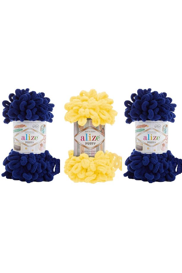 Puffy El Örgü Ipliği Taraftar Set 100 gr 3 Adet Renk 907b - 1