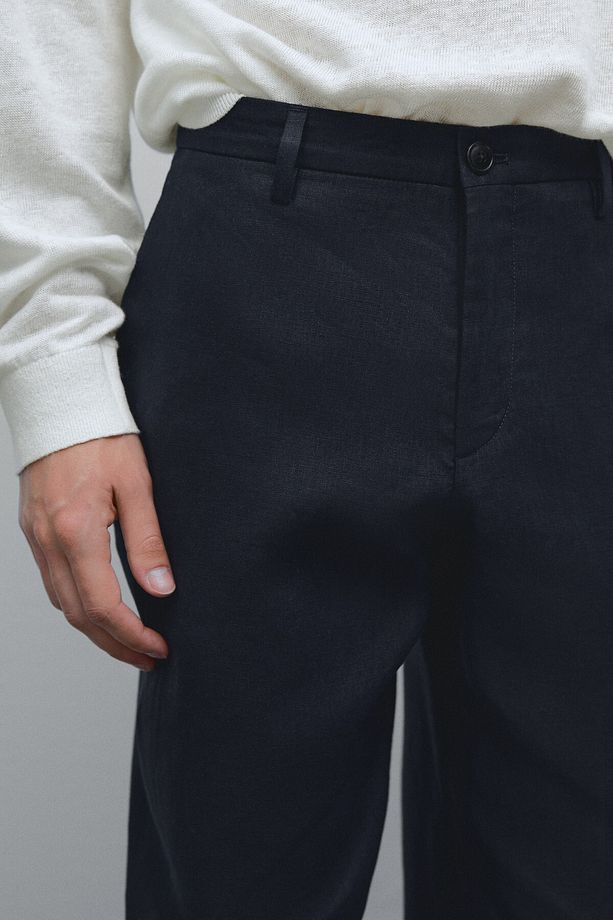 %100 keten regular fit pantolon - 3