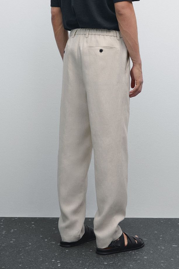 %100 keten regular fit pantolon - 4