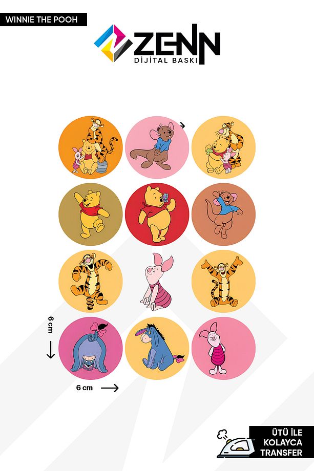 Winnie The Pooh Seti Ütü İle Yapışan Dtf Baskı - 1