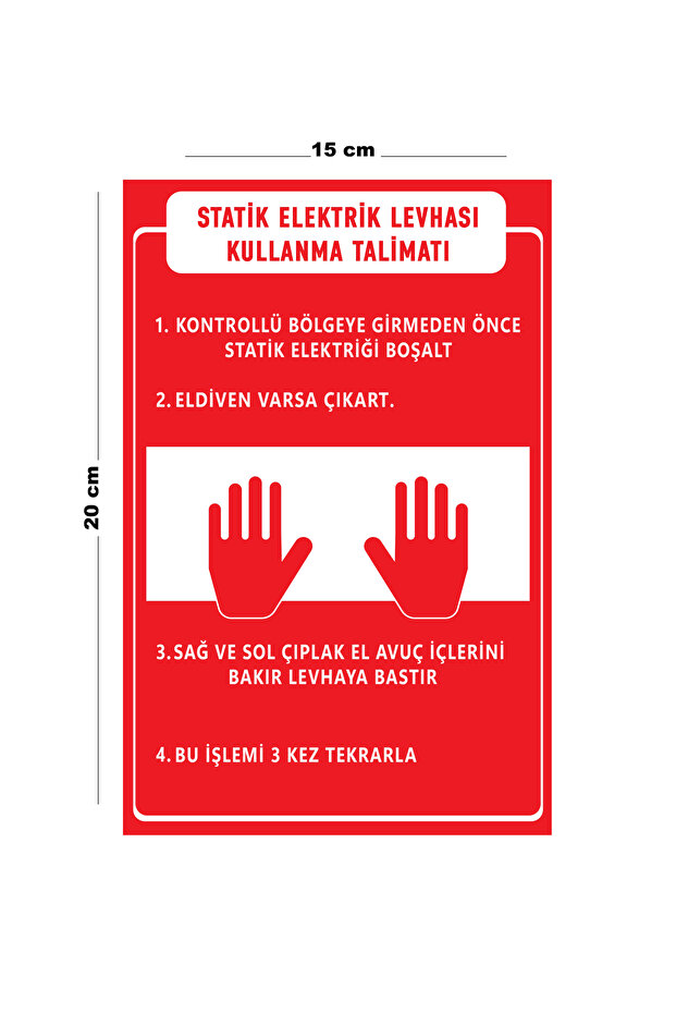 Metal Static Electricity Sign Instruction 15 cm X 20 cm Warning Sign Direction Sign