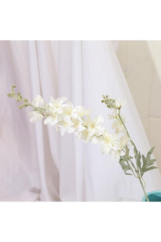 Yapay Çiçek Beyaz Sümbül Tek Dal Tomurcuklu 85*15cm Kumaş Çiçek Uzun Dal - 3