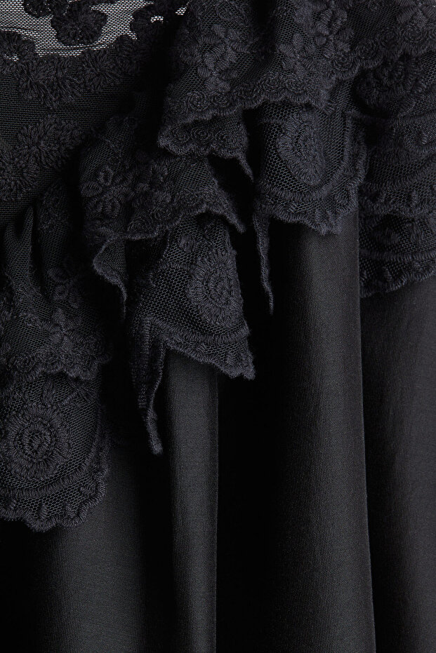 Dantel Şeritli Askılı Elbise - 6