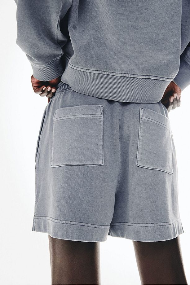 Pamuklu Yıkanmış Sweatshirt Şort - 3