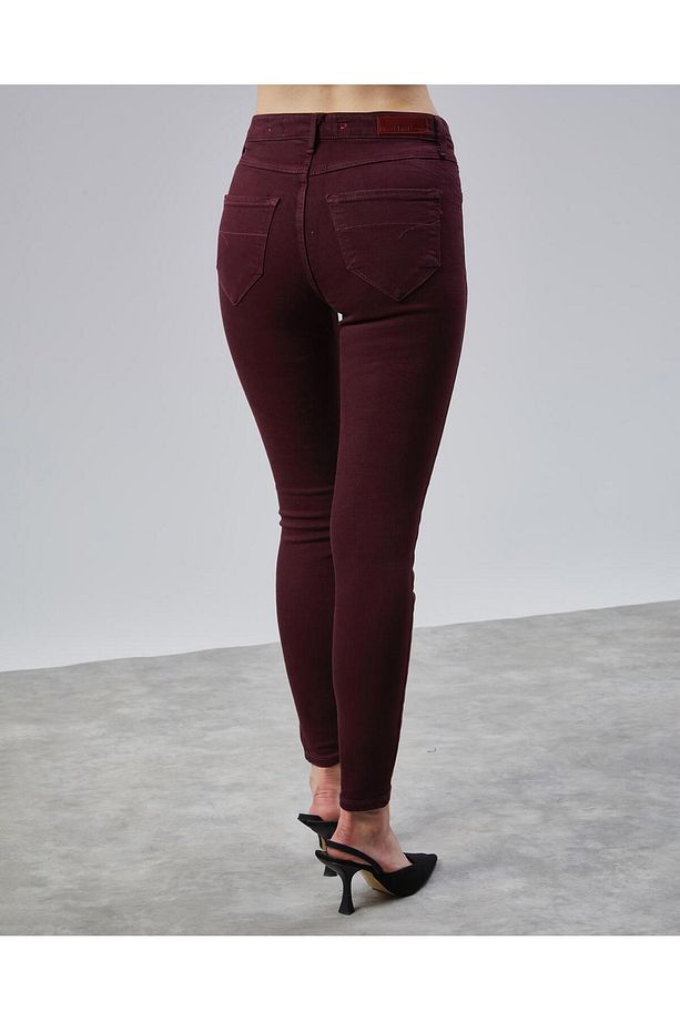 Bordo E.x.t.r.a Skinny Jeans Kot Solmaz Toparlayıcı Jean - 7