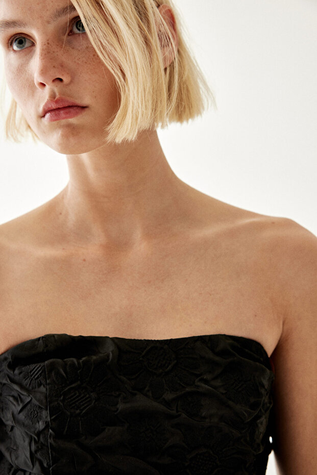 Kabartmalı Mini Elbise - 2