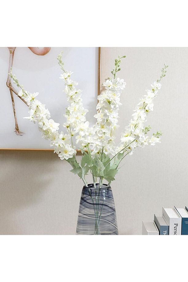 Yapay Çiçek Beyaz Sümbül Tek Dal Tomurcuklu 85*15cm Kumaş Çiçek Uzun Dal - 4