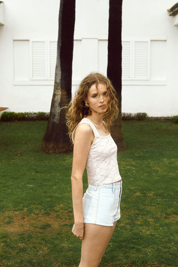 Piko Şeritli Kolsuz Üst - 5