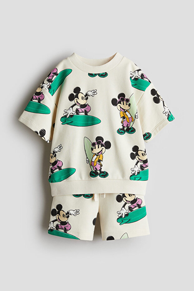 2 Parçalı Baskılı Sweatshirt Set - 1