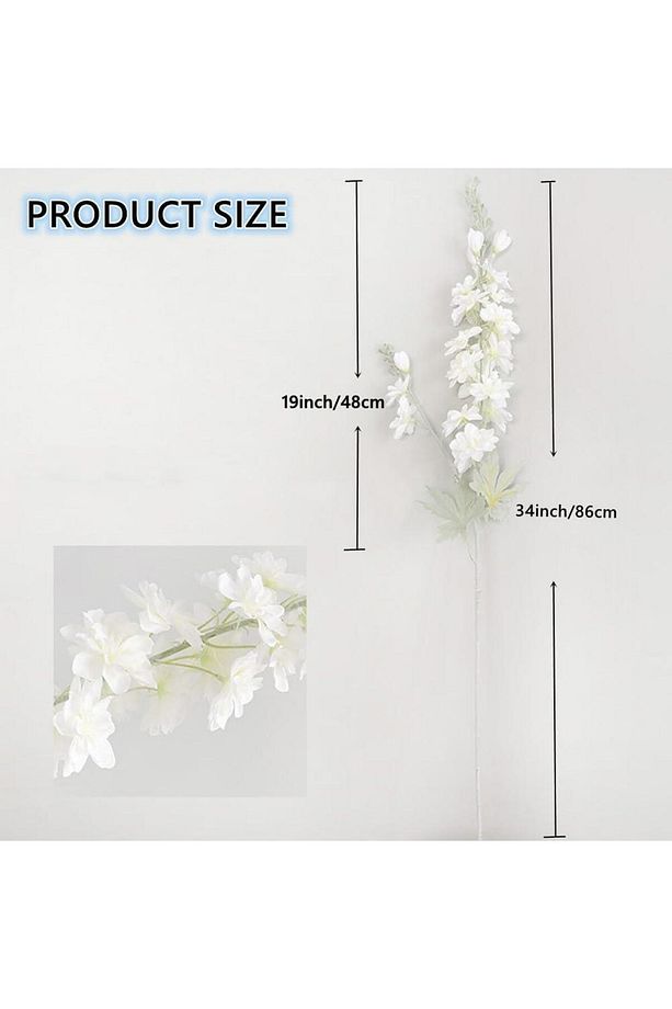 Yapay Çiçek Beyaz Sümbül Tek Dal Tomurcuklu 85*15cm Kumaş Çiçek Uzun Dal - 2