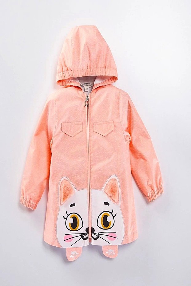 New Season Cute Cat Figured, Hooded, Cotton Lined Baby-Child Raincoat-Coat
