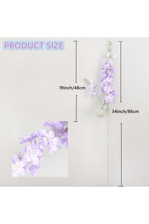 Yapay Çiçek Lila Sümbül Tek Dal Tomurcuklu 85*15cm Kumaş Çiçek Uzun Dal - 5