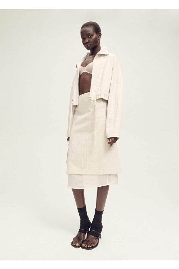 Keten Karışımı Crop Ceket - 2