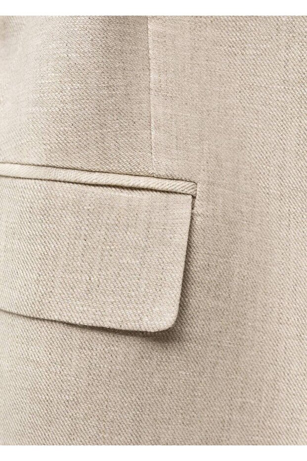 Kemerli keten blazer ceket - 8