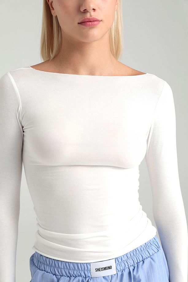 Ultra Soft Kayık Yaka Bluz Ekru - 5