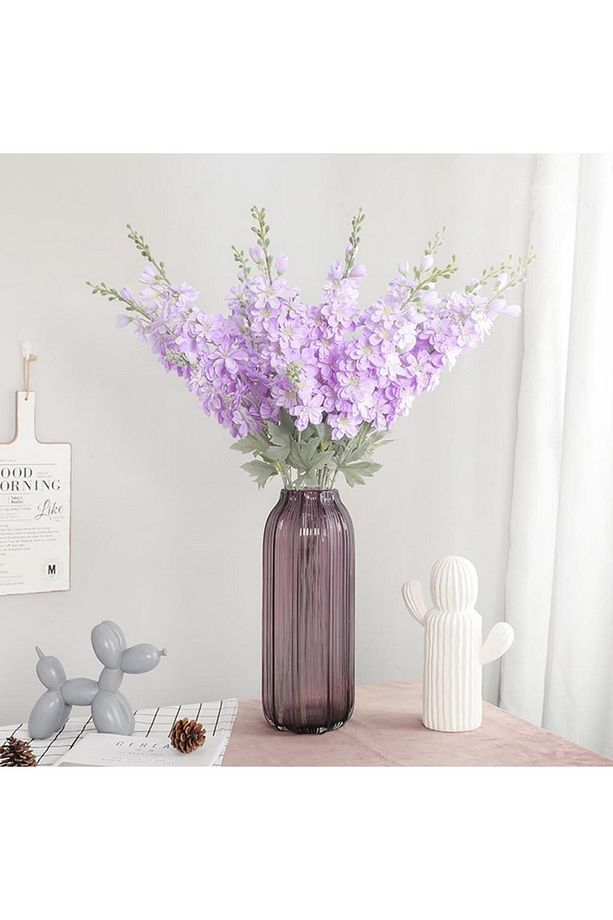 Yapay Çiçek Lila Sümbül Tek Dal Tomurcuklu 85*15cm Kumaş Çiçek Uzun Dal - 7