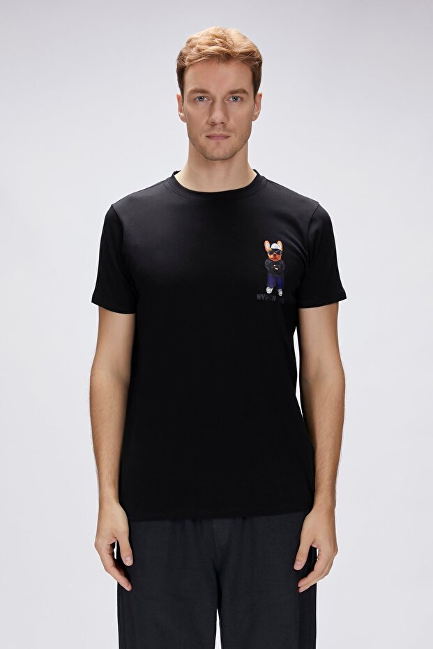 Hyper Siyah Erkek Baskılı Tişört - 1