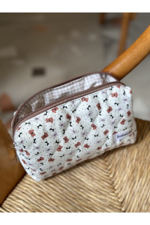 Rabbit and Teddy Bear Patterned Pencil Bag - 4