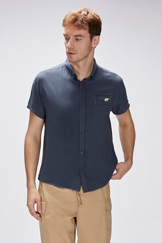 Frank Asfalt Erkek Basic Kısa Kollu Gömlek - 2