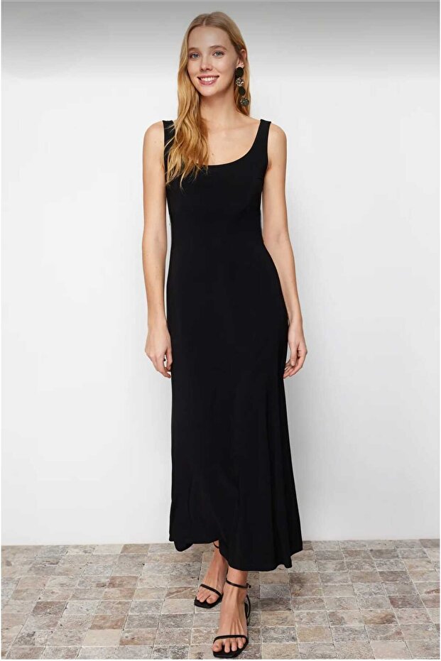 Women's Thick Strap U-Neck Casual Maxi Length Sandy Dress