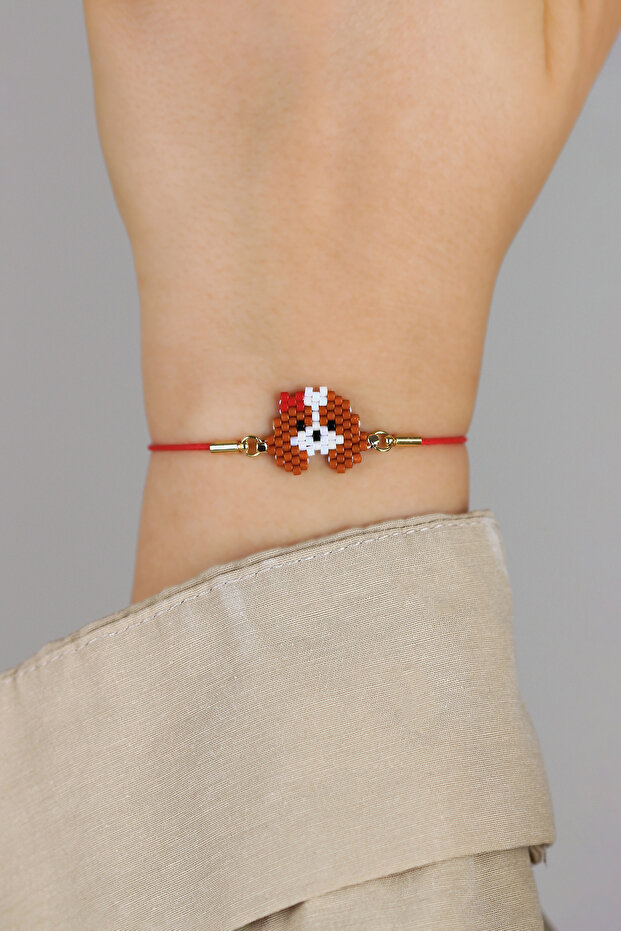 - Ka-011 Miyuki Dog Bracelet - Handmade - Cavalier King Charles Bowknot Light Brown
