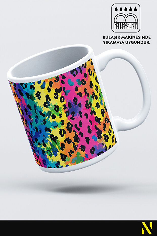 Leopard Patterned Colorful Mug – 330 ml Mug |   Stylish and Durable Design - 3