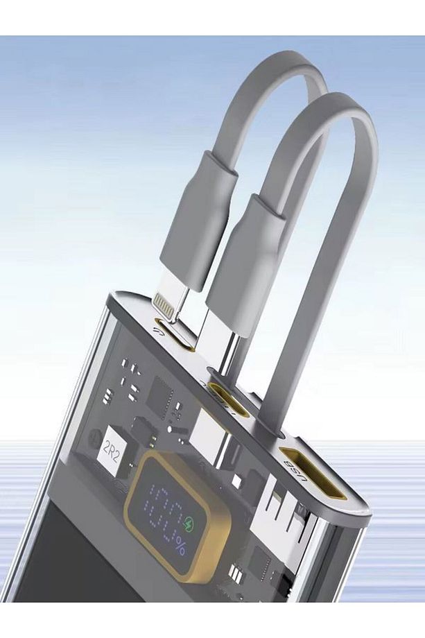 Pw50 Lcd 22.5w Type-c & Lightning Kablolu Hızlı Iphone Şarj Aleti - 10,000mah Taşınabilir Powerbank - 1