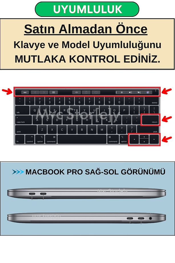 Macbook Pro Kılıf Klavye Koruyucu Türkçe Baskılı (US TO TR) A1706 A1989 A2159 A1707 A1990 Ile Uyumlu - 3