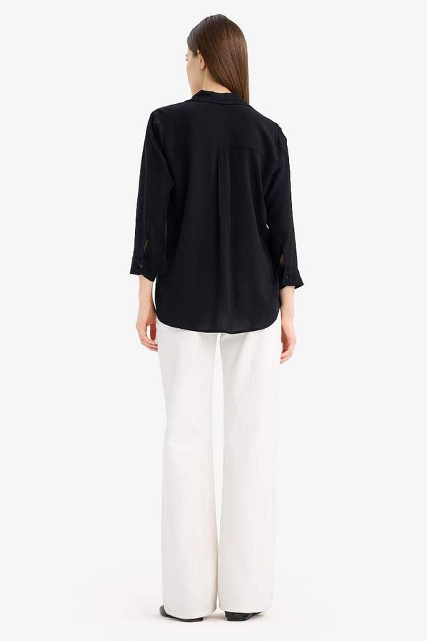Regular Fit Basic Düz Uzun Kollu Siyah Gömlek K4655az25sp - 6