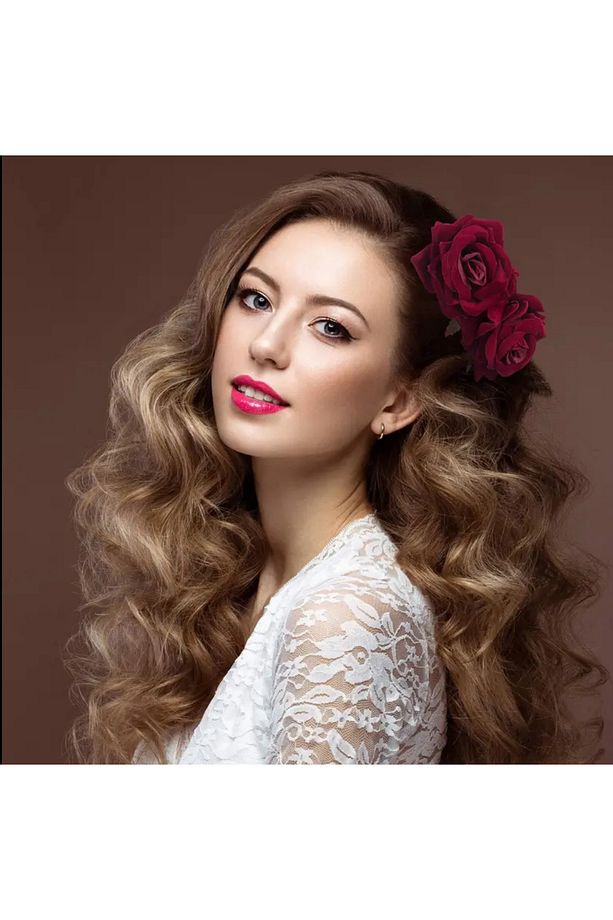 2 adet Kadın Gül Çiçeği Saç Tokası Gül Yan Taraklar Flamenco Çiçekleri - 1