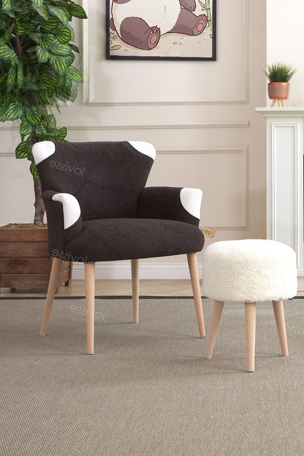 Panda Berjer + Puf Set Tekli Koltuk - Çocuk Genç Odası, Sandalye Çay Seti - 3