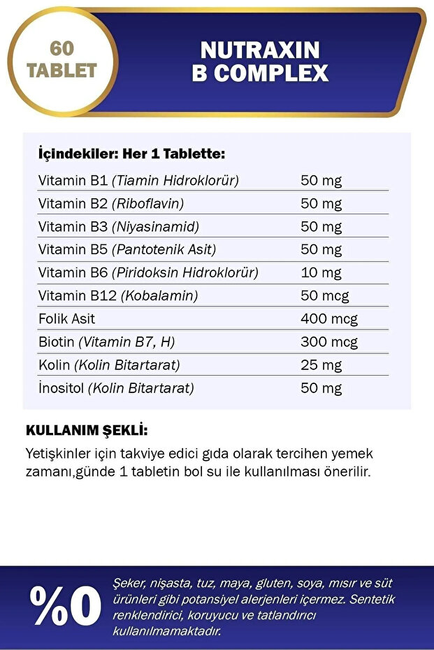 B Complex Vitamin 60 Tablet 5'li - 8