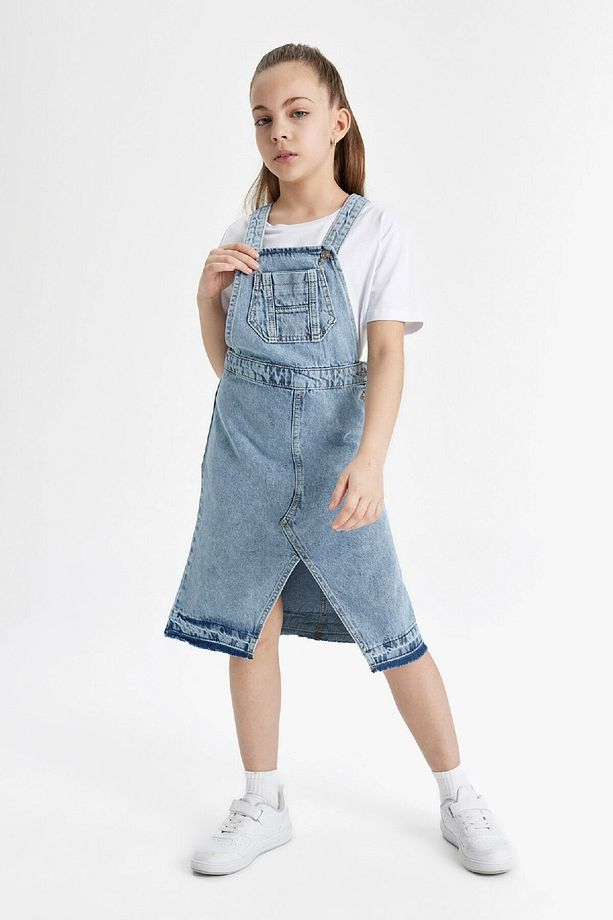 Kız Çocuk Yırtmaçlı Salopet Jean Elbise C0519a824sp - 4