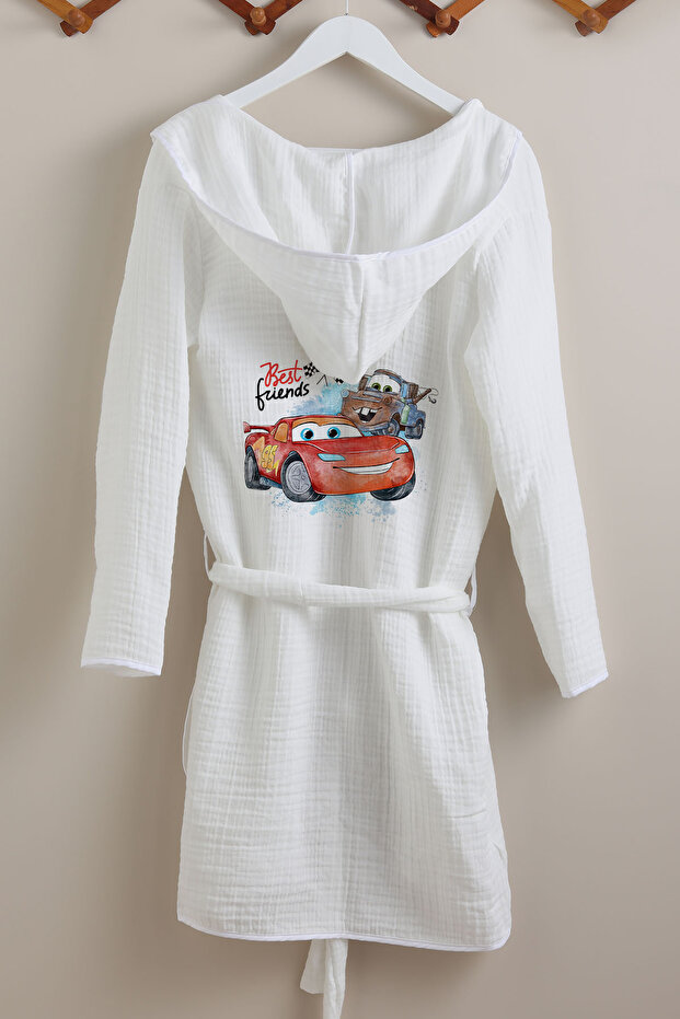 4 Layer Muslin Bathrobe - Cartoon Series - Racer Lightning and Tow Mater