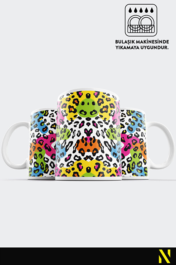Leopard Patterned Colorful Mug – 330 ml Mug |   Stylish and Durable Design - 4